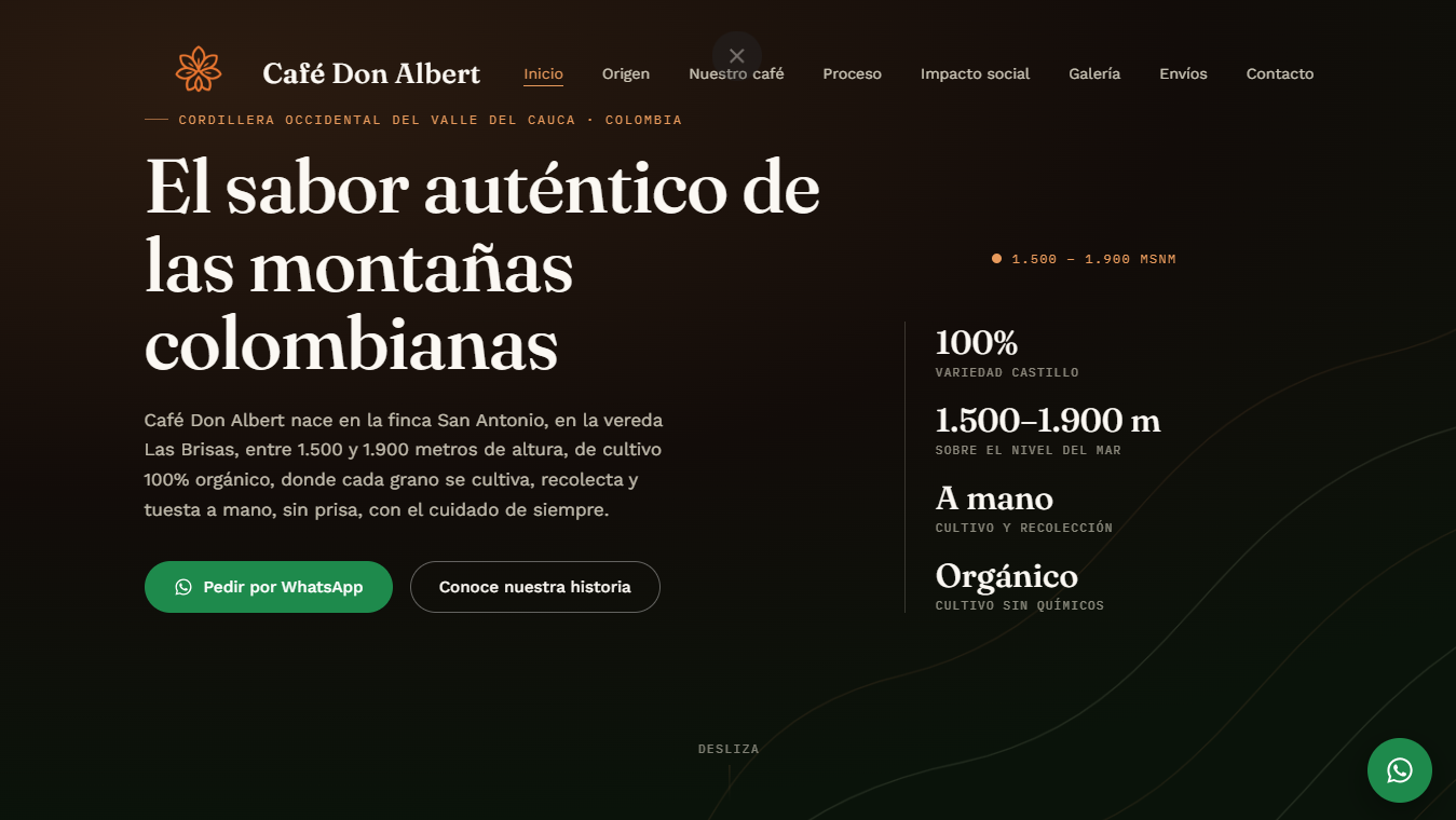 Café Don Albert | Café artesanal de la cordillera occidental del Valle del Cauca