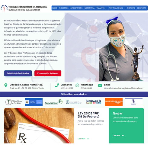 Sitio web Tribunal de Ética Médica del Magdalena